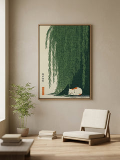 Cat Sleeping Under Willow - Room Mockup
