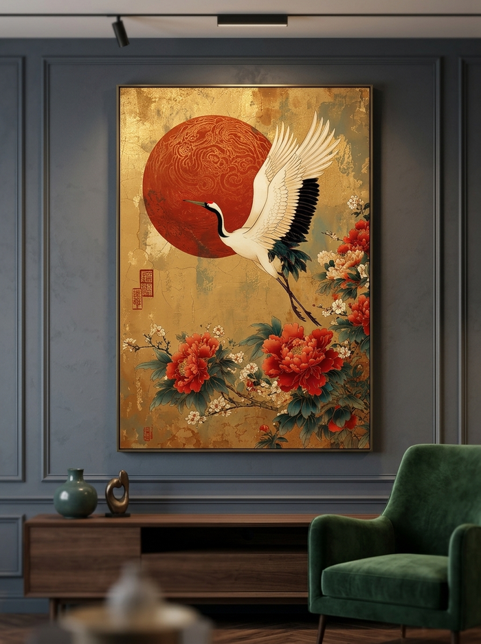 Crimson Crane Canvas Print