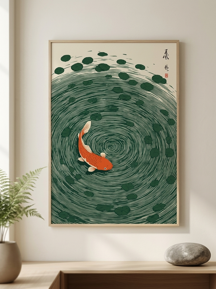 Orange Koi Spiral Canvas Print